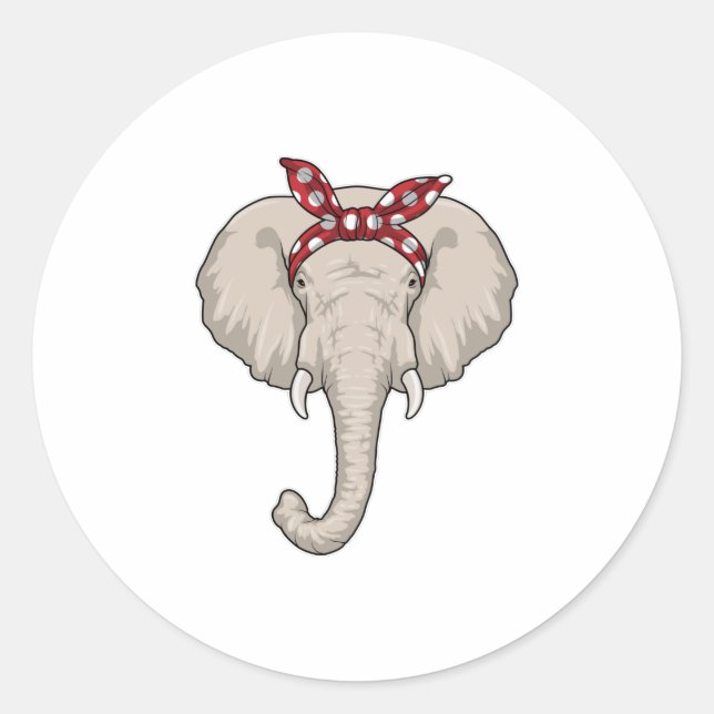 Sticker Rond Eléphant avec Bandana (Devant)