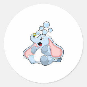 Sticker Rond Eléphant avec bulles d'eau