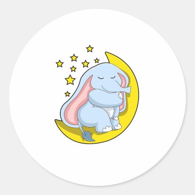 Sticker Rond Eléphant avec lune et étoiles (Devant)