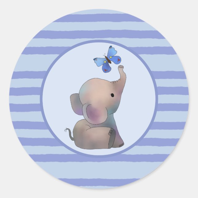 Sticker Rond Eléphant avec Papillon Bébé Cracheuse Baby Blatzc (Devant)
