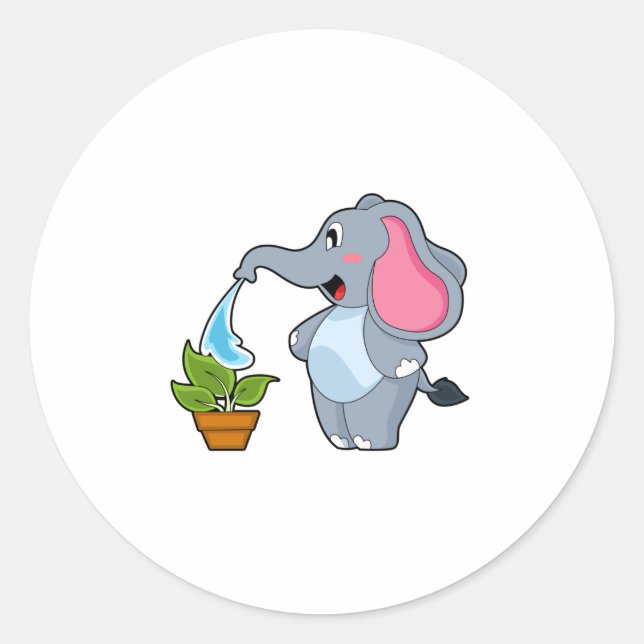 Sticker Rond Eléphant avec Plante (Devant)