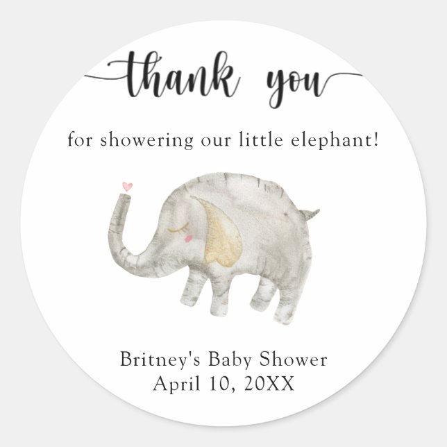 Sticker Rond Éléphant ballon aquarelle merci  (Devant)