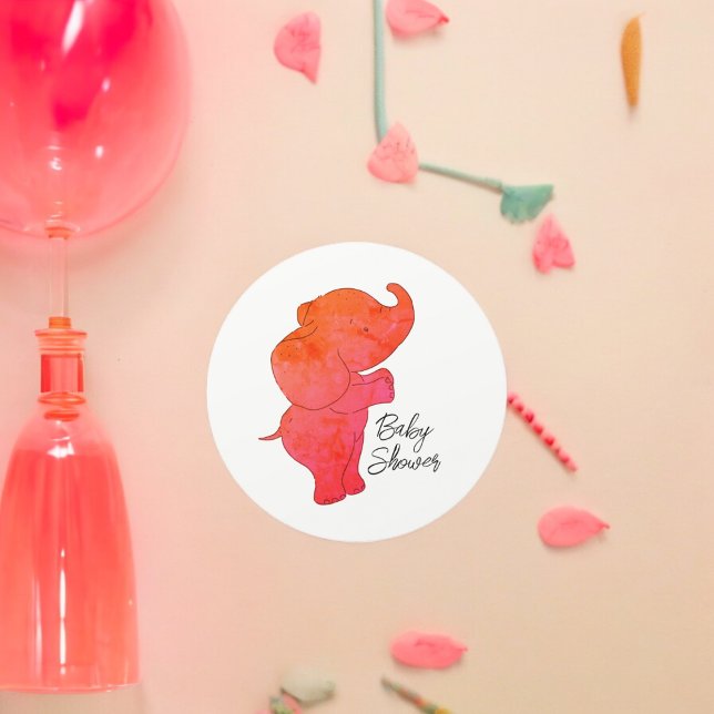 Sticker Rond Eléphant bébé (Elephant Baby Shower party theme sticker,birthday party sticker,gift pack,envelope,return gift stick)