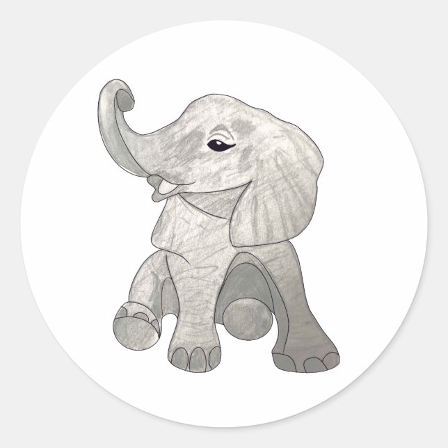 Sticker Rond Eléphant bébé (Devant)