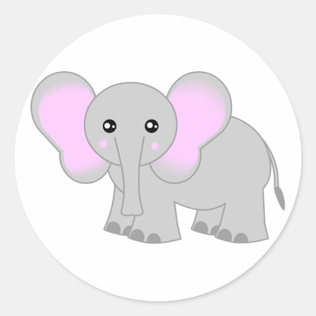 Sticker Rond Eléphant Bébé mignon (Devant)