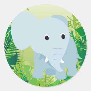 Sticker Rond Eléphant Bébé mignon