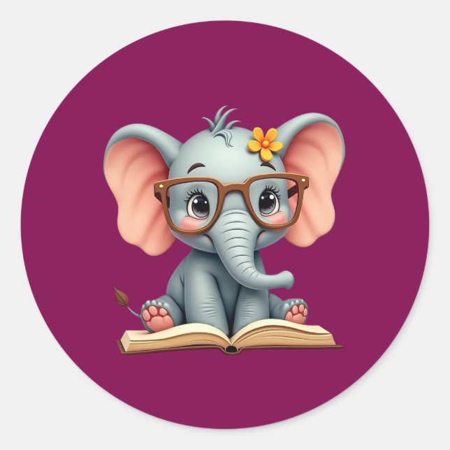 Sticker Rond Éléphant Bébé Sage (Devant)