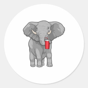Sticker Rond Eléphant Boire de la tasse