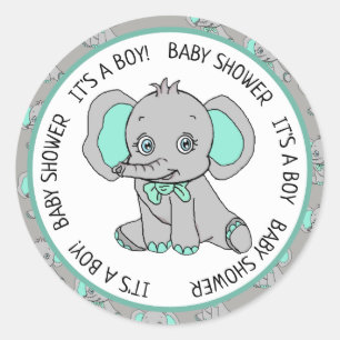 Sticker Rond Elephant, C'est un garçon, Baby shower