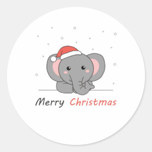 Sticker Rond Elephant Christmas Snow Winter Animals Elephants