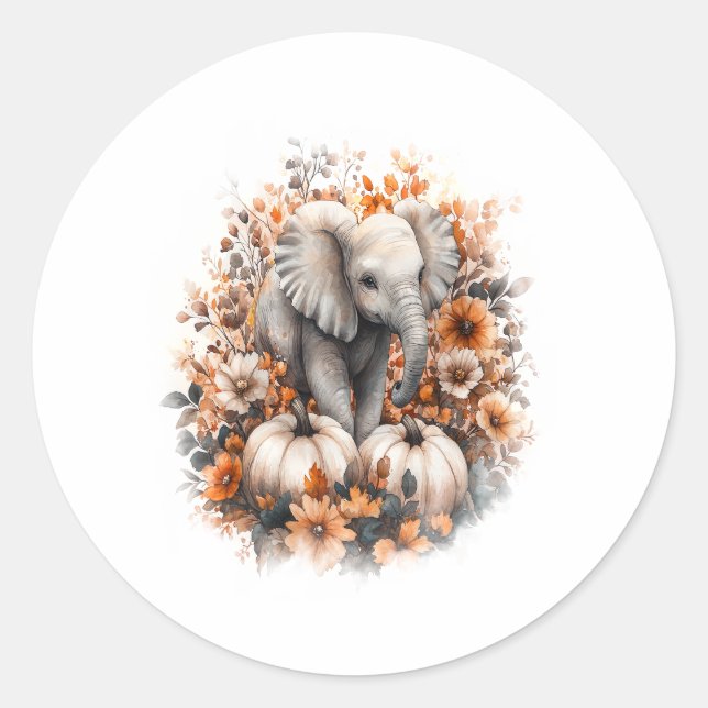 Sticker Rond Elephant Citrouille du pays de chemise (Devant)