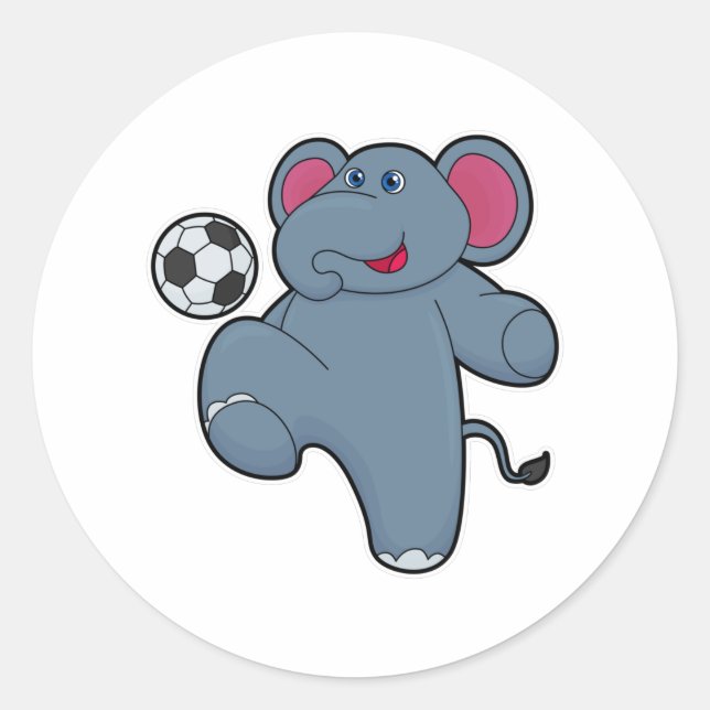 Sticker Rond Elephant comme joueur de football avec balle de fo (Devant)
