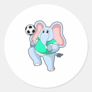 Sticker Rond Elephant comme joueur de football avec Soccer.PNG