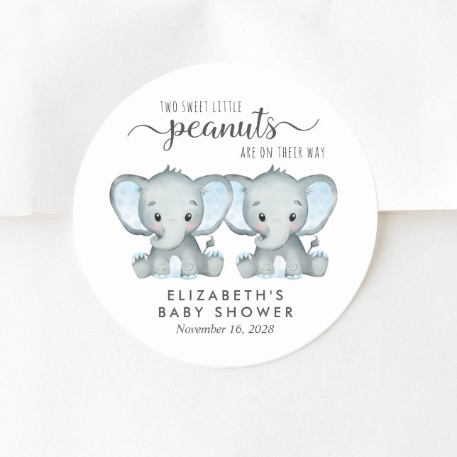 Sticker Rond Eléphant Cute Twin Baby Boys Douche (Créateur téléchargé)
