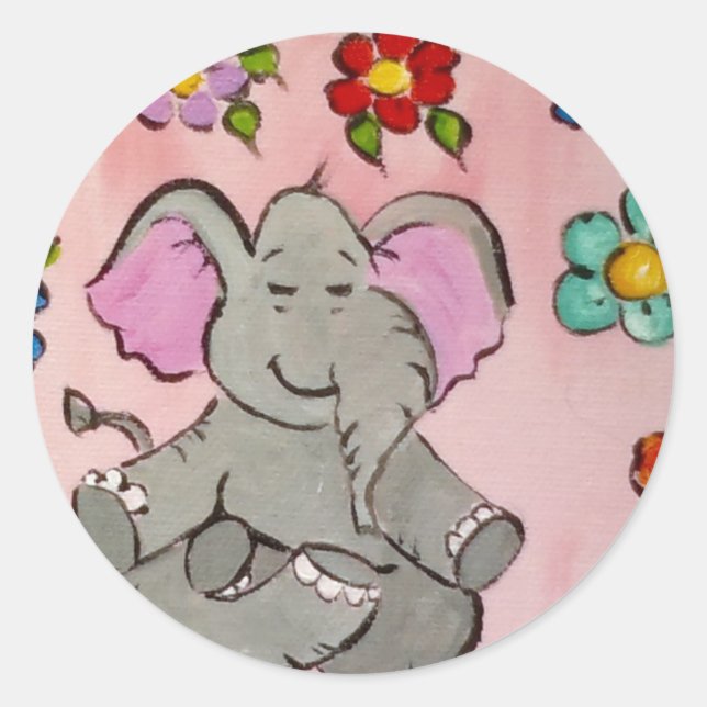 Sticker Rond Eléphant dans la méditation (Devant)