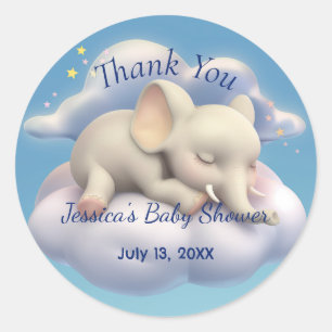 Sticker Rond Elephant Dans Le Baby shower Des Nuages