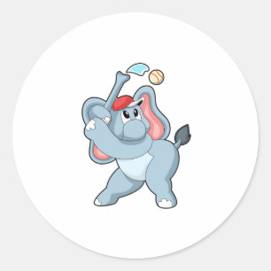 Sticker Rond Éléphant de baseball