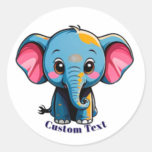 Sticker Rond Éléphant de bébé de dessin animé mignon