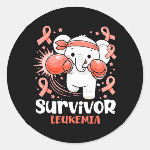 Sticker Rond Éléphant de boxe mignon survivant de la sensibilis