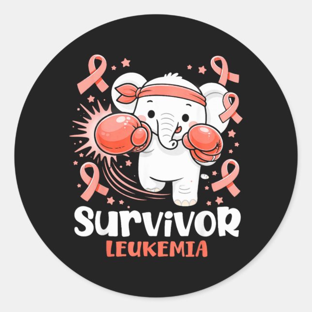 Sticker Rond Éléphant de boxe mignon survivant de la sensibilis (Devant)