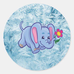 Sticker Rond Éléphant de dessin animé mignon