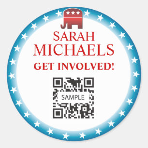 Sticker Rond Éléphant de républicain de modèle d'autocollan