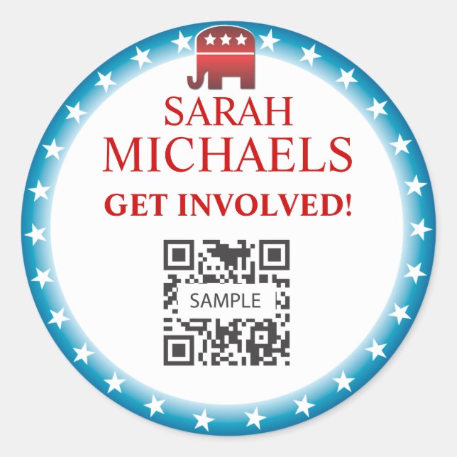 Sticker Rond Éléphant de républicain de modèle d'autocollant (Devant)