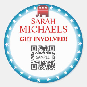 Sticker Rond Éléphant de républicain de modèle d'autocollant