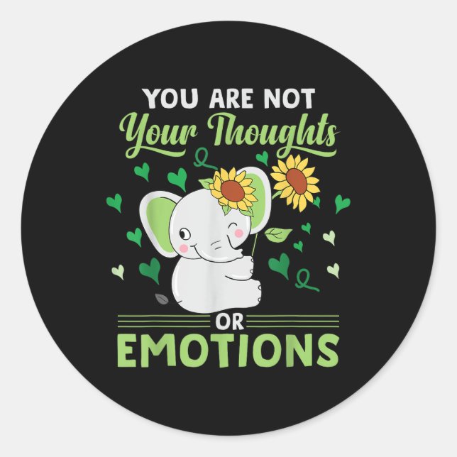 Sticker Rond Eléphant de sensibilisation à la santé mentale (Devant)