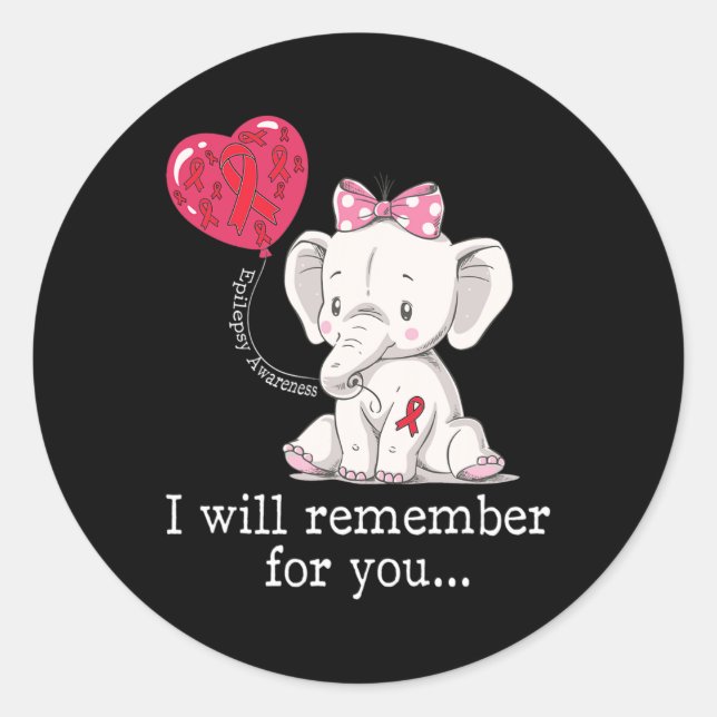 Sticker Rond Éléphant de sensibilisation à l'épilepsie (Devant)