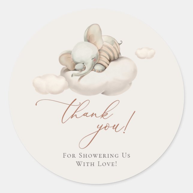 Sticker Rond Eléphant dormant Neutre Sexe (Devant)