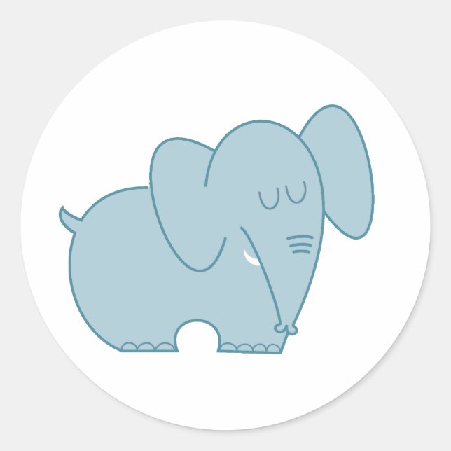 Sticker Rond Eléphant doux (bleu) (Devant)
