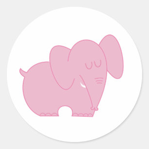 Sticker Rond Eléphant doux (rose)