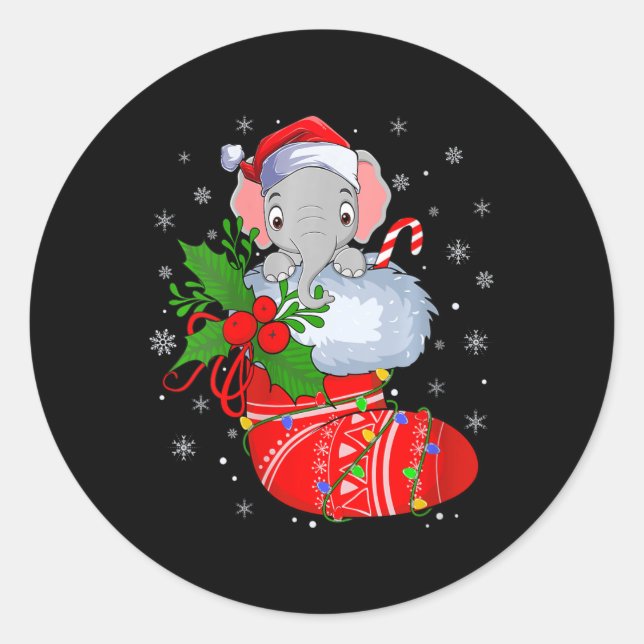 Sticker Rond Eléphant Drôle Des Femmes Dans Les Chaussettes De  (Devant)