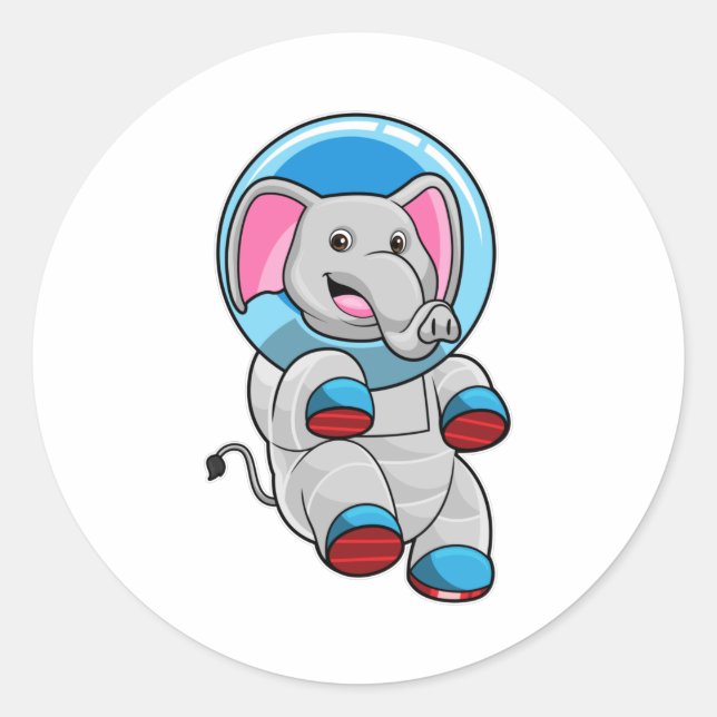 Sticker Rond Elephant en astronaute dans la sphère de verre (Devant)