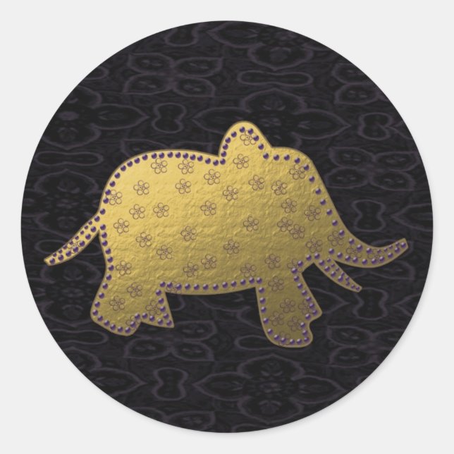Sticker Rond éléphant en or (Devant)
