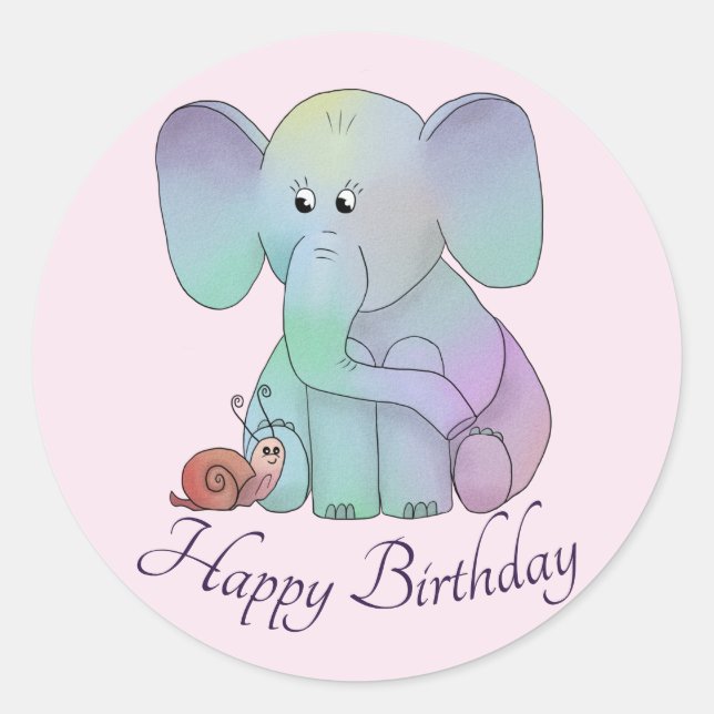 Sticker Rond Éléphant et escargot (Devant)