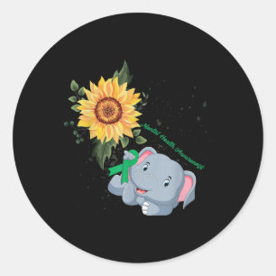 Sticker Rond Elephant Faith Hope Fight Love Mental Health Aware