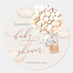 Sticker Rond Éléphant Favor Tags! Baby Shower Classique Rond St