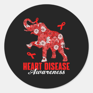 Sticker Rond Éléphant Floral & Ruban Rouge Mois de Sensibil