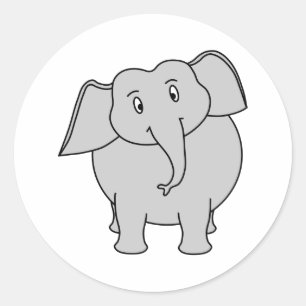 Sticker Rond Elephant gris.