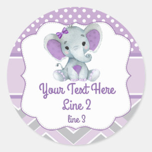 Sticker rond Eléphant Gris Violet
