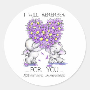 Sticker Rond Elephant Je Me Souviendrai Pour Vous Flower Heimer
