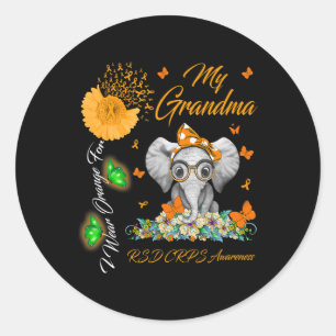 Sticker Rond Elephant Je Porte Orange Pour Ma Grand-Mère Crps R