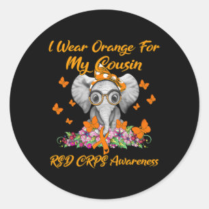 Sticker Rond Elephant Je Porte Orange Pour Mon Cousin Rsd Crps
