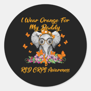 Sticker Rond Elephant Je Porte Orange Pour Mon Papa RSD CRPS Aw