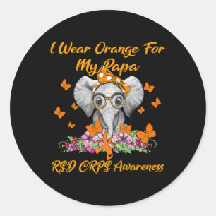 Sticker Rond Elephant Je Porte Orange Pour Mon Papa Rsd Crps La