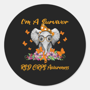 Sticker Rond Elephant Je suis un survivant Rsd Crps sensibilisa