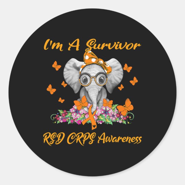 Sticker Rond Elephant Je suis un survivant RSD Sensibilisation  (Devant)