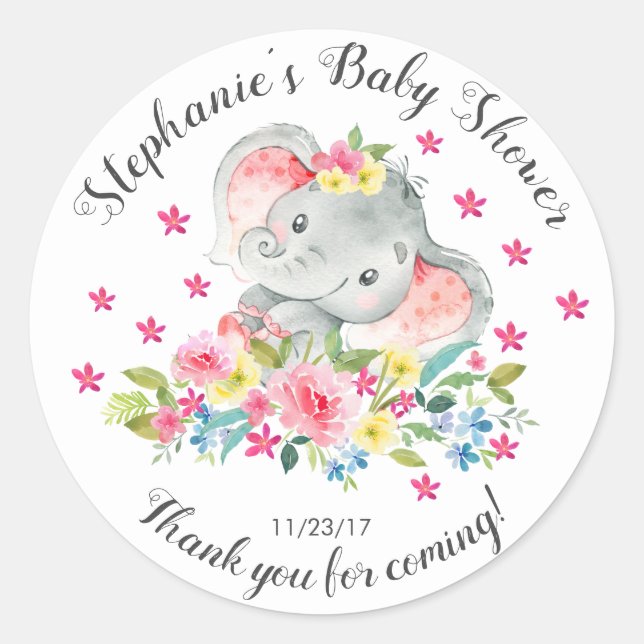Sticker Rond Elephant Jungle Animaux Baby Girl Douche Favoriser (Devant)